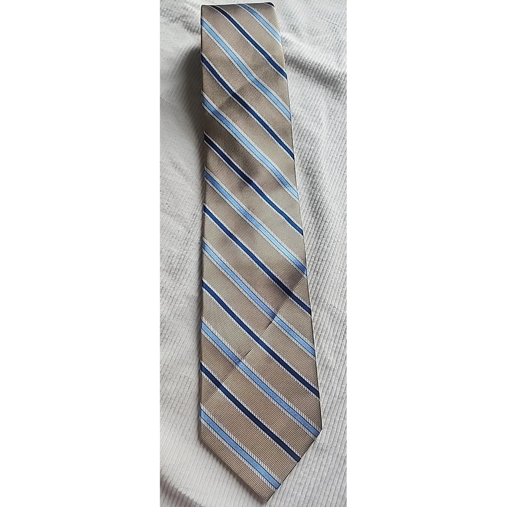 Cintas Men's Tie Stain Resistant Silk Brown Blue Necktie
